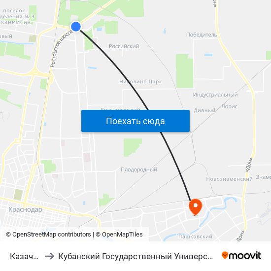 Казачок to Кубанский Государственный Университет map