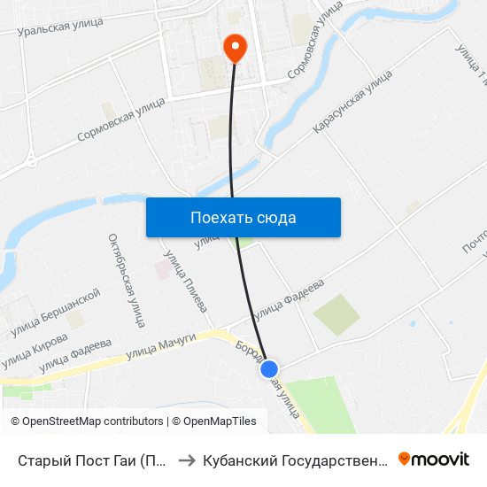 Старый Пост Гаи (По Требованию) to Кубанский Государственный Университет map