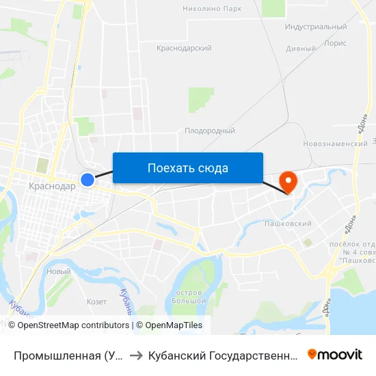 Промышленная (Ул. Садовая) to Кубанский Государственный Университет map