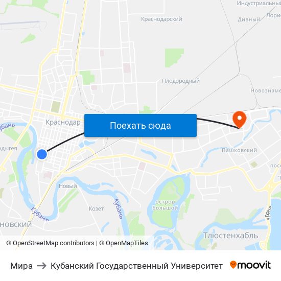 Мира to Кубанский Государственный Университет map