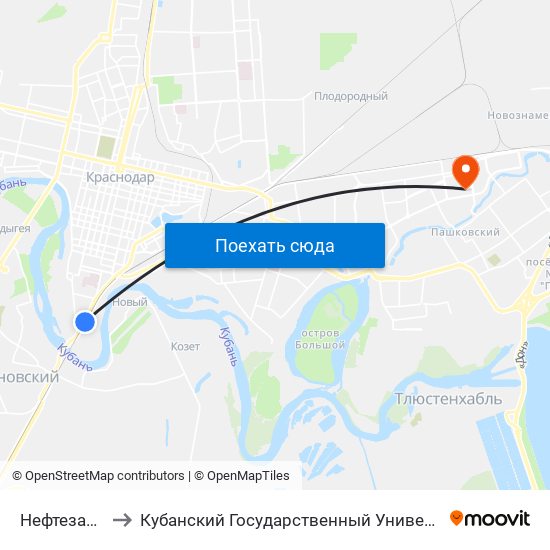 Нефтезавод to Кубанский Государственный Университет map