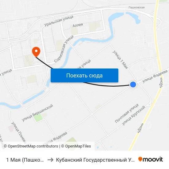 1 Мая (Пашковский) to Кубанский Государственный Университет map