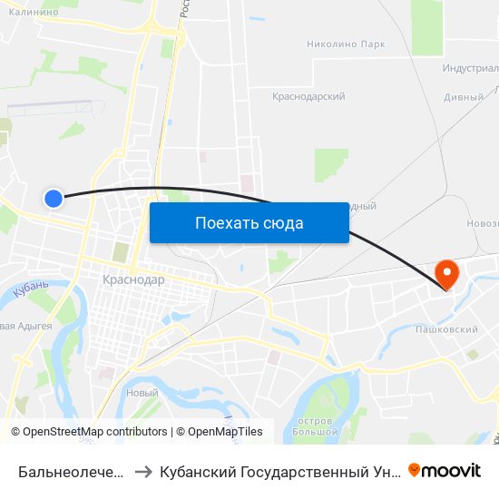 Бальнеолечебница to Кубанский Государственный Университет map