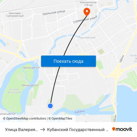 Улица Валерия Гассия to Кубанский Государственный Университет map