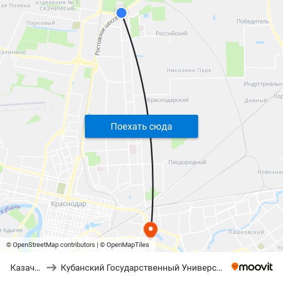 Казачок to Кубанский Государственный Университет map