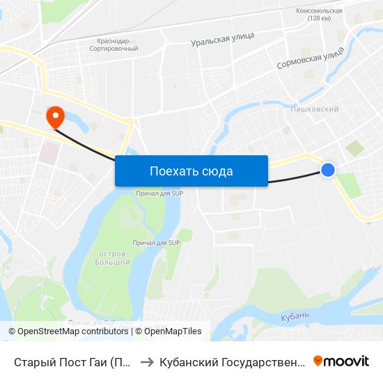 Старый Пост Гаи (По Требованию) to Кубанский Государственный Университет map