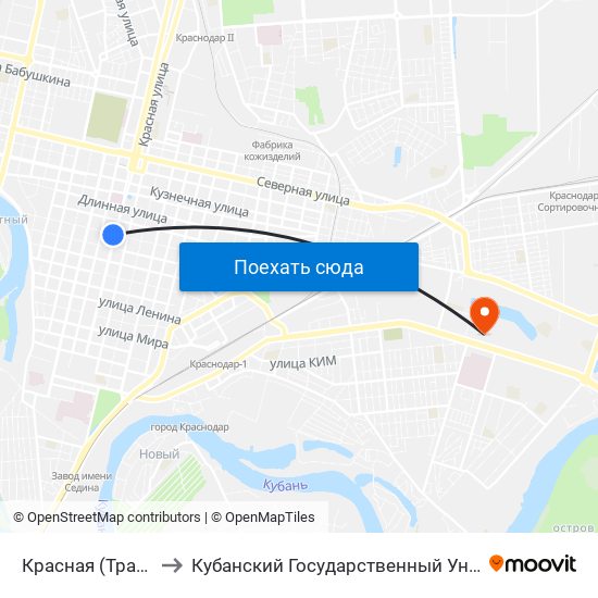 Красная (Трамвай) to Кубанский Государственный Университет map