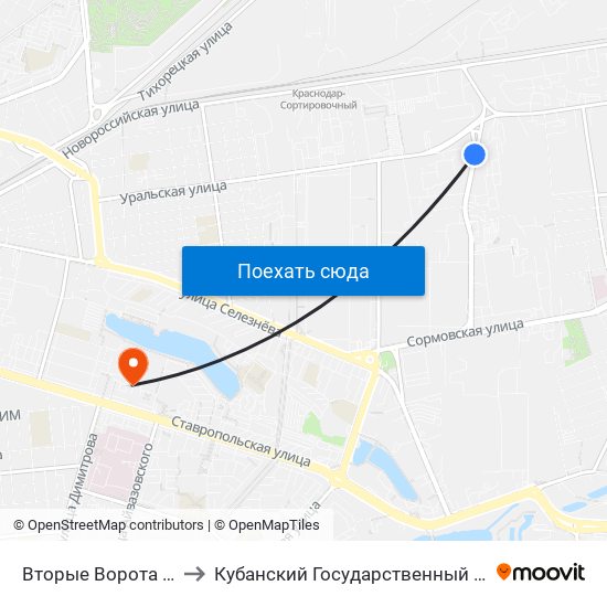 Вторые Ворота Гаранта to Кубанский Государственный Университет map