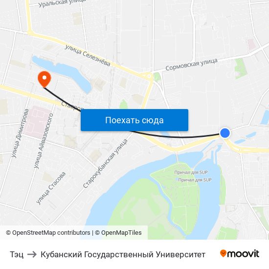 Тэц to Кубанский Государственный Университет map