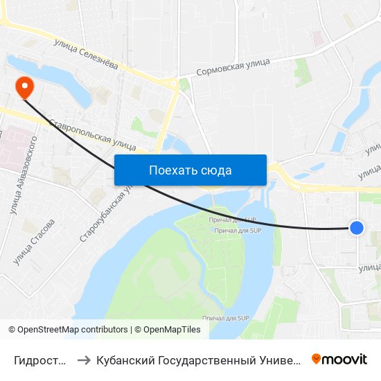 Гидрострой to Кубанский Государственный Университет map