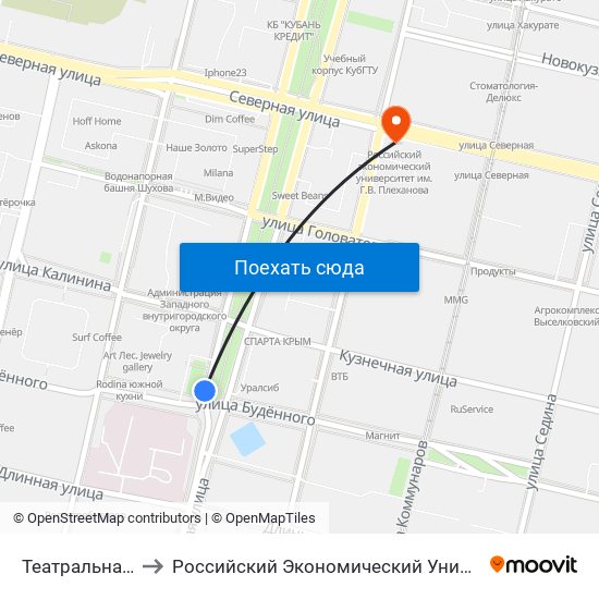 Театральная Площадь to Российский Экономический Университет Им. Г.В. Плеханова map