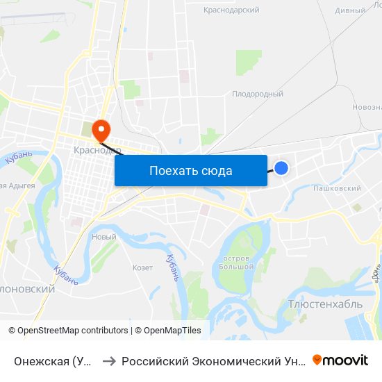 Онежская (Ул. Просторная) to Российский Экономический Университет Им. Г.В. Плеханова map