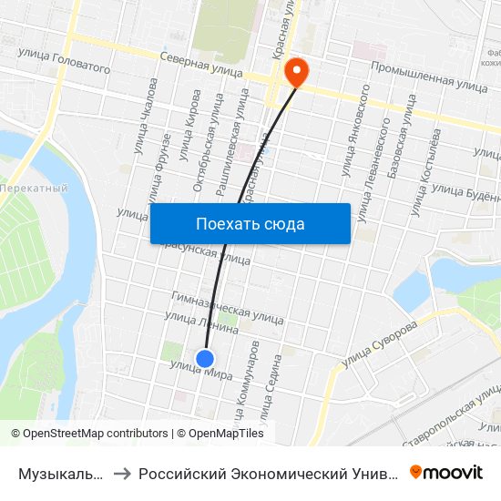 Музыкальный Театр to Российский Экономический Университет Им. Г.В. Плеханова map