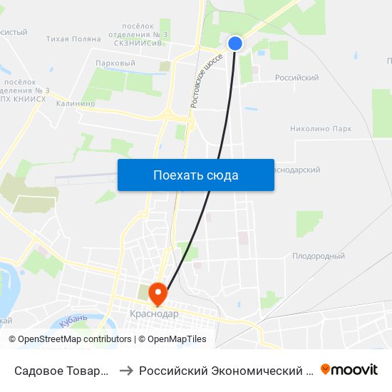 Садовое Товарищество Дорожник to Российский Экономический Университет Им. Г.В. Плеханова map