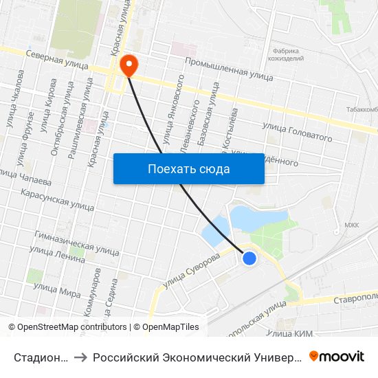 Стадион Кубань to Российский Экономический Университет Им. Г.В. Плеханова map