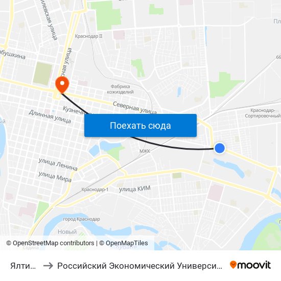 Ялтинская to Российский Экономический Университет Им. Г.В. Плеханова map