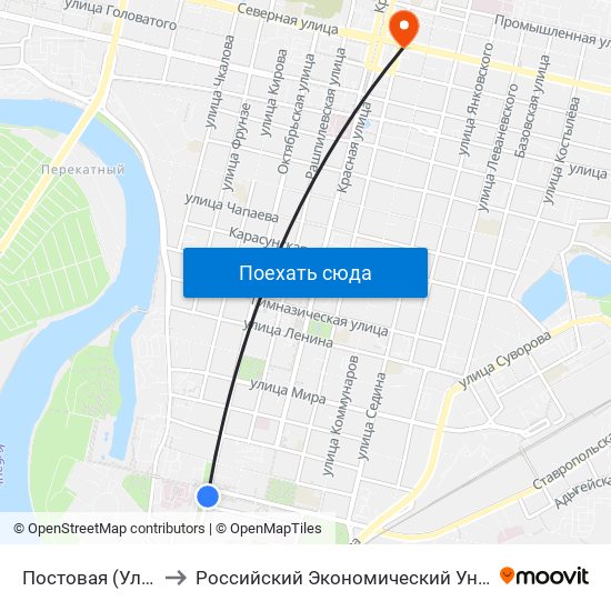 Постовая (Ул. Октябрьская) to Российский Экономический Университет Им. Г.В. Плеханова map