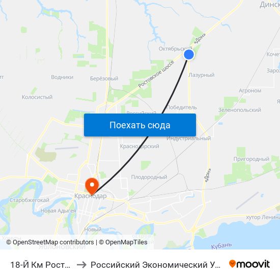 18-Й Км Ростовского Шоссе to Российский Экономический Университет Им. Г.В. Плеханова map