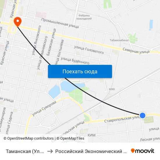 Таманская (Ул. Ставропольская) to Российский Экономический Университет Им. Г.В. Плеханова map
