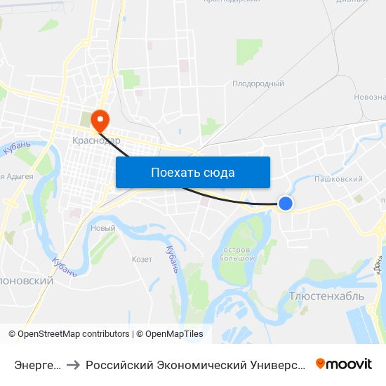 Энергетиков to Российский Экономический Университет Им. Г.В. Плеханова map