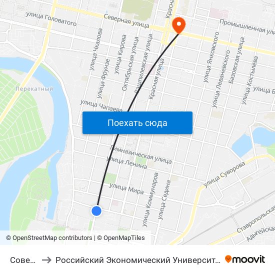 Советская to Российский Экономический Университет Им. Г.В. Плеханова map