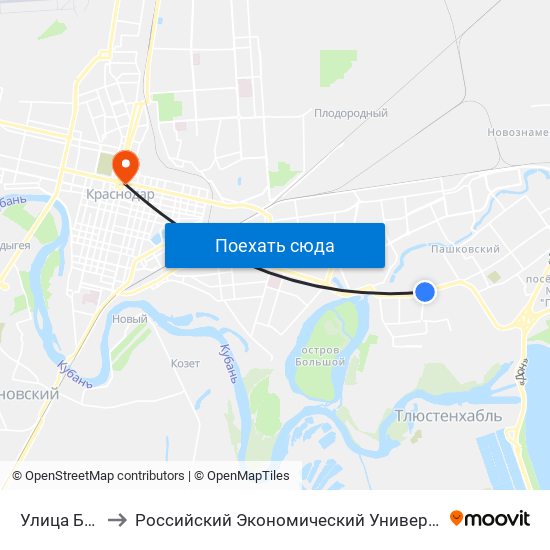 Улица Благоева to Российский Экономический Университет Им. Г.В. Плеханова map