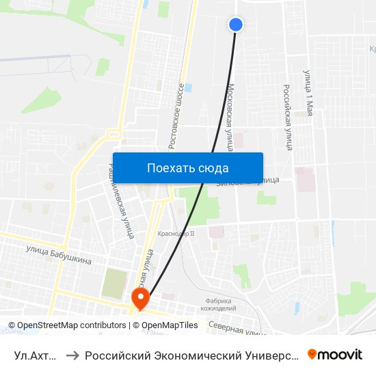 Ул.Ахтарская to Российский Экономический Университет Им. Г.В. Плеханова map