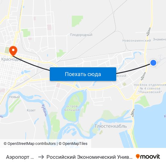 Аэропорт Краснодар to Российский Экономический Университет Им. Г.В. Плеханова map