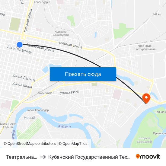 Театральная Площадь to Кубанский Государственный Технологический Университет map