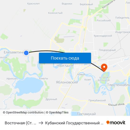Восточная (Ст. Елизаветинская) to Кубанский Государственный Технологический Университет map