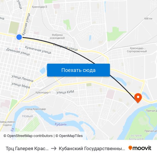 Трц Галерея Краснодар (Ул. Северная) to Кубанский Государственный Технологический Университет map