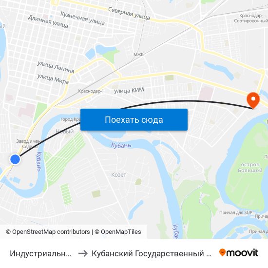 Индустриальная (Ул. Захарова) to Кубанский Государственный Технологический Университет map