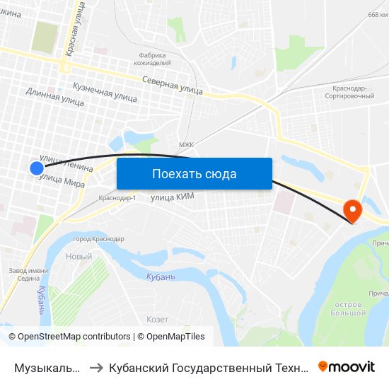 Музыкальный Театр to Кубанский Государственный Технологический Университет map