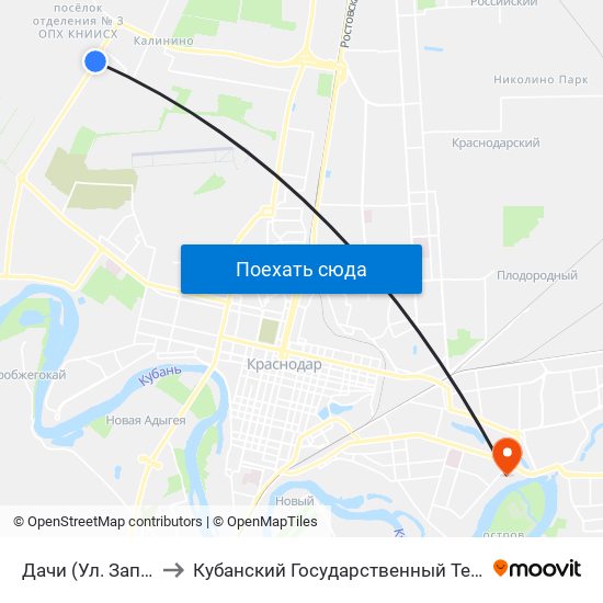 Дачи (Ул. Западный Обход) to Кубанский Государственный Технологический Университет map