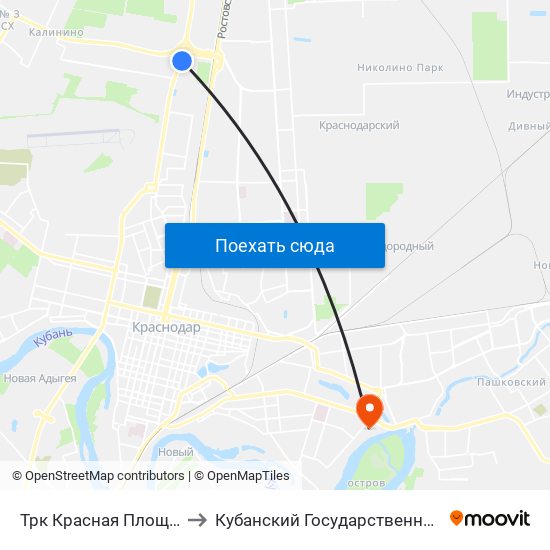 Трк Красная Площадь (Ул. Дзержинского) to Кубанский Государственный Технологический Университет map