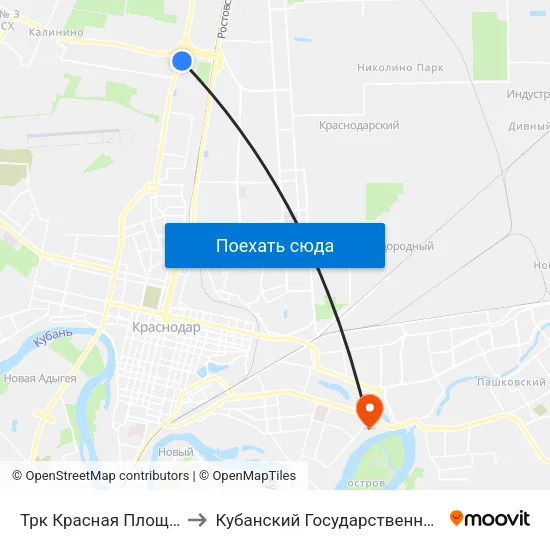 Трк Красная Площадь (Ул. Дзержинского) to Кубанский Государственный Технологический Университет map