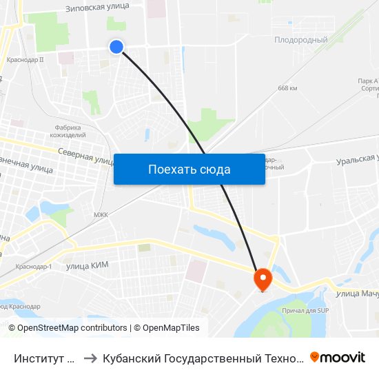 Институт Культуры to Кубанский Государственный Технологический Университет map