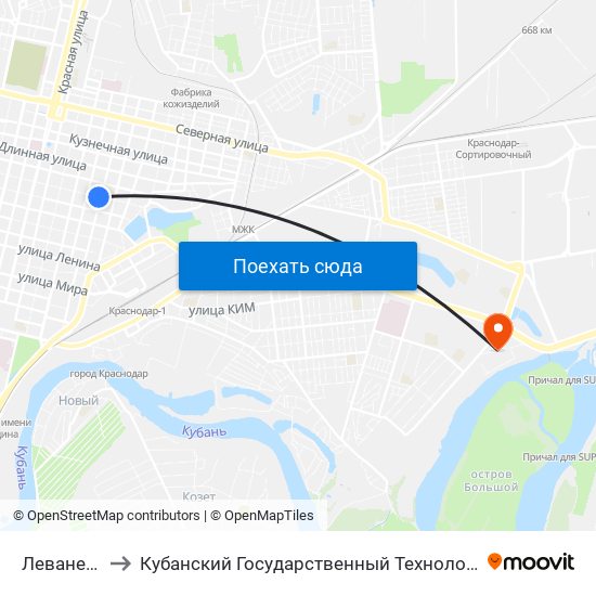 Леваневского to Кубанский Государственный Технологический Университет map