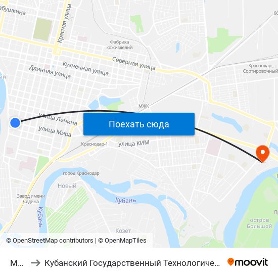 Мира to Кубанский Государственный Технологический Университет map