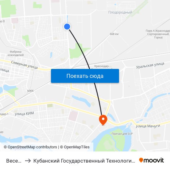 Весенняя to Кубанский Государственный Технологический Университет map