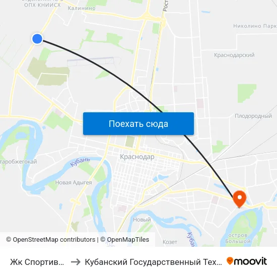 Жк Спортивная Деревня to Кубанский Государственный Технологический Университет map