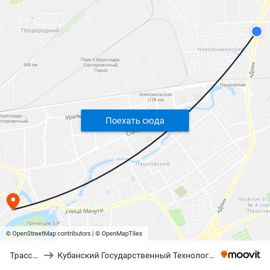 Трасса Дон to Кубанский Государственный Технологический Университет map