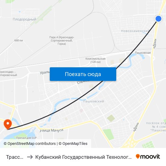 Трасса Дон to Кубанский Государственный Технологический Университет map