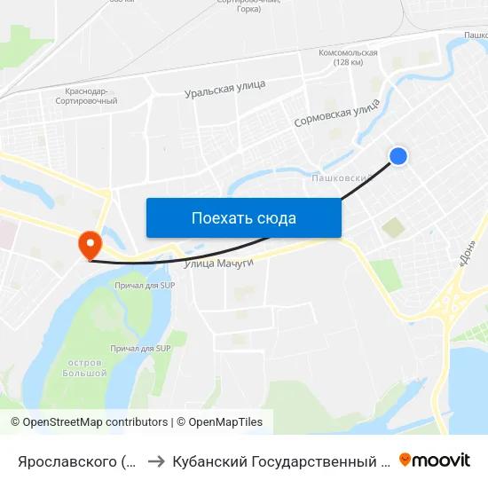 Ярославского (Пос. Пашковский) to Кубанский Государственный Технологический Университет map