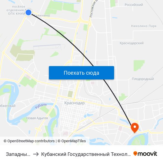 Западный Обход to Кубанский Государственный Технологический Университет map