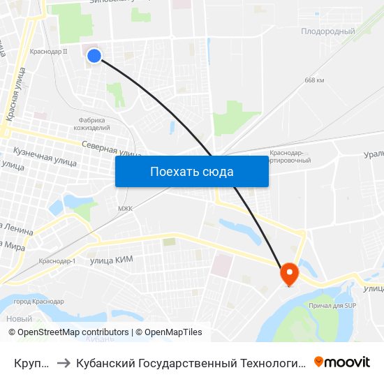 Крупской to Кубанский Государственный Технологический Университет map