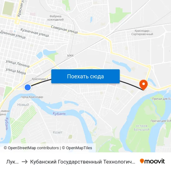 Лукойл to Кубанский Государственный Технологический Университет map