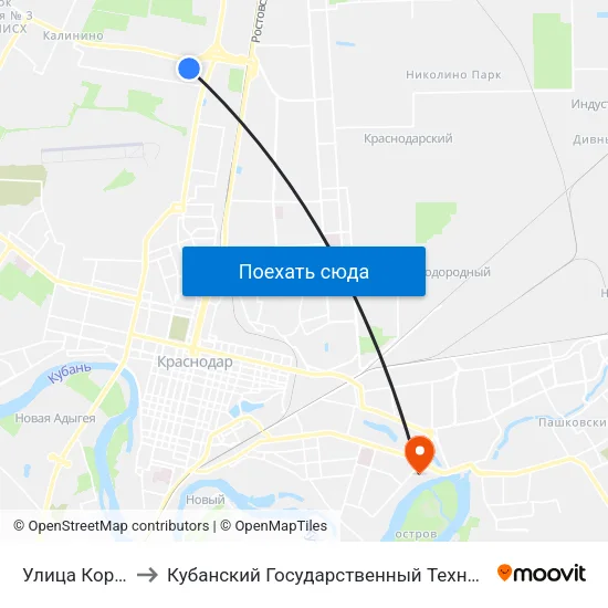 Улица Кореновская to Кубанский Государственный Технологический Университет map
