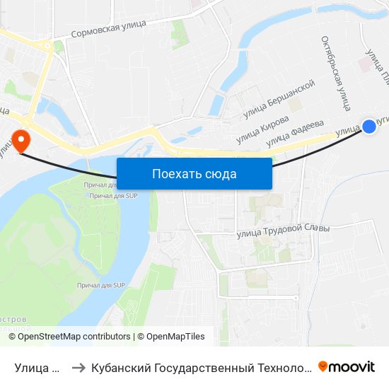 Улица Плиева to Кубанский Государственный Технологический Университет map