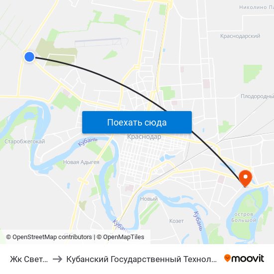 Жк Светлоград to Кубанский Государственный Технологический Университет map